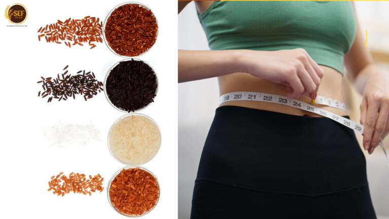A bowl of brown and red rice, ideal for weight loss diets.