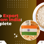Shipping container with sacks of Indian rice ready for export.