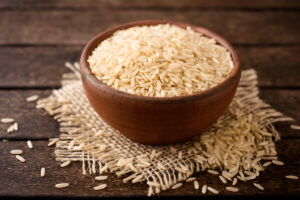 A bowl of nutrient-rich brown rice, a whole-grain alternative to white rice.