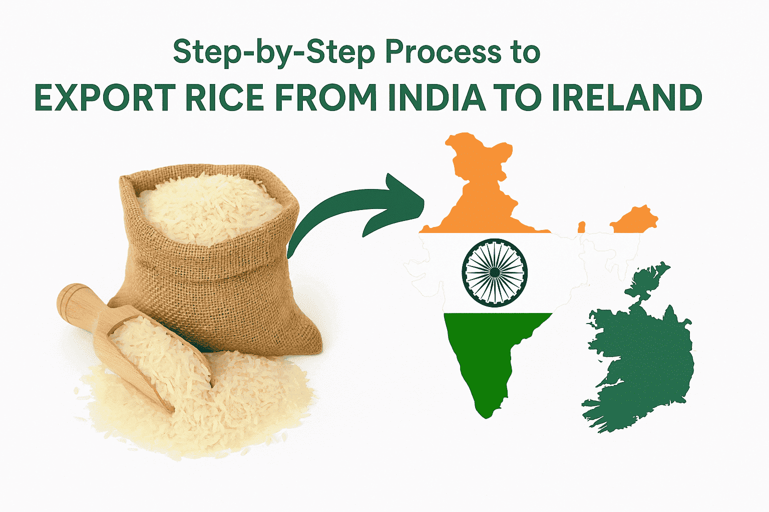 Step-by-step rice export process from India to Ireland.