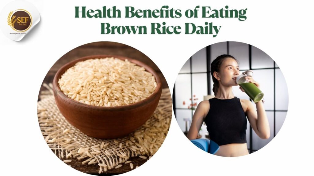 Health benefits of eating brown rice – heart health, fiber, vitamins.