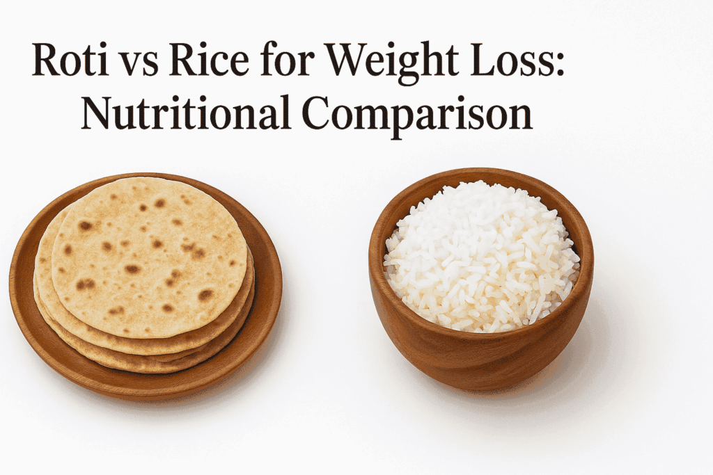 Roti and rice side by side with nutrient breakdown.