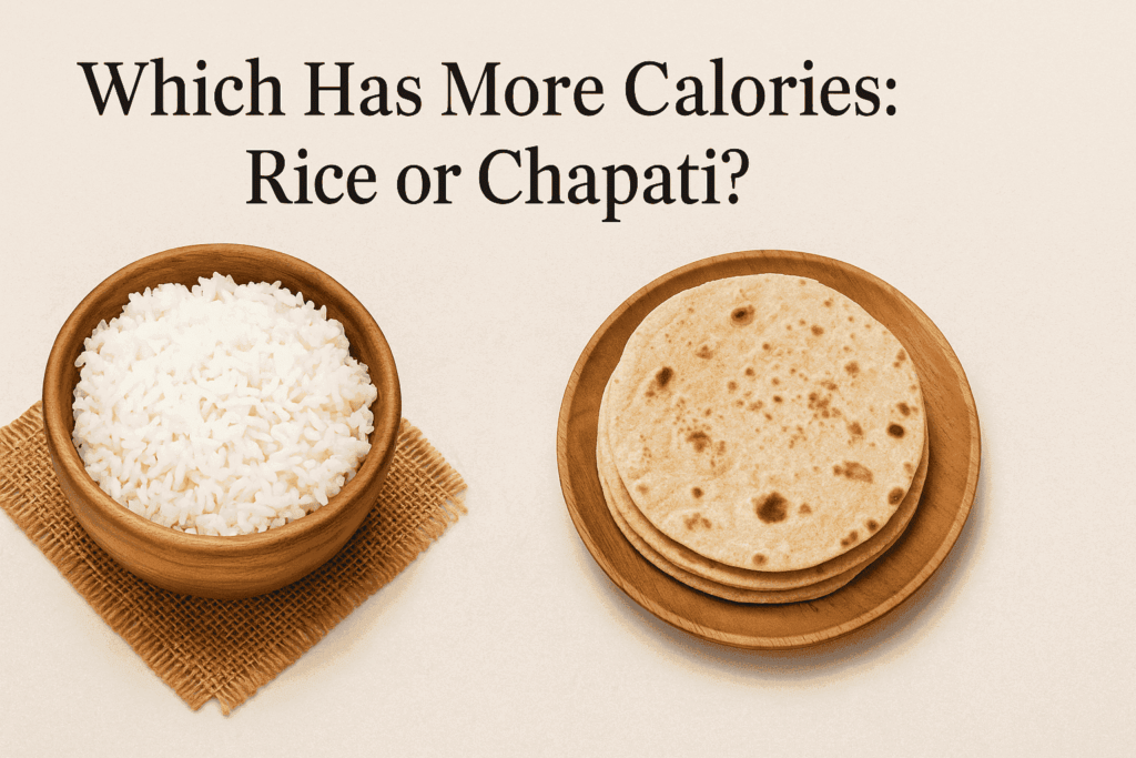 Calorie comparison between rice and chapati.