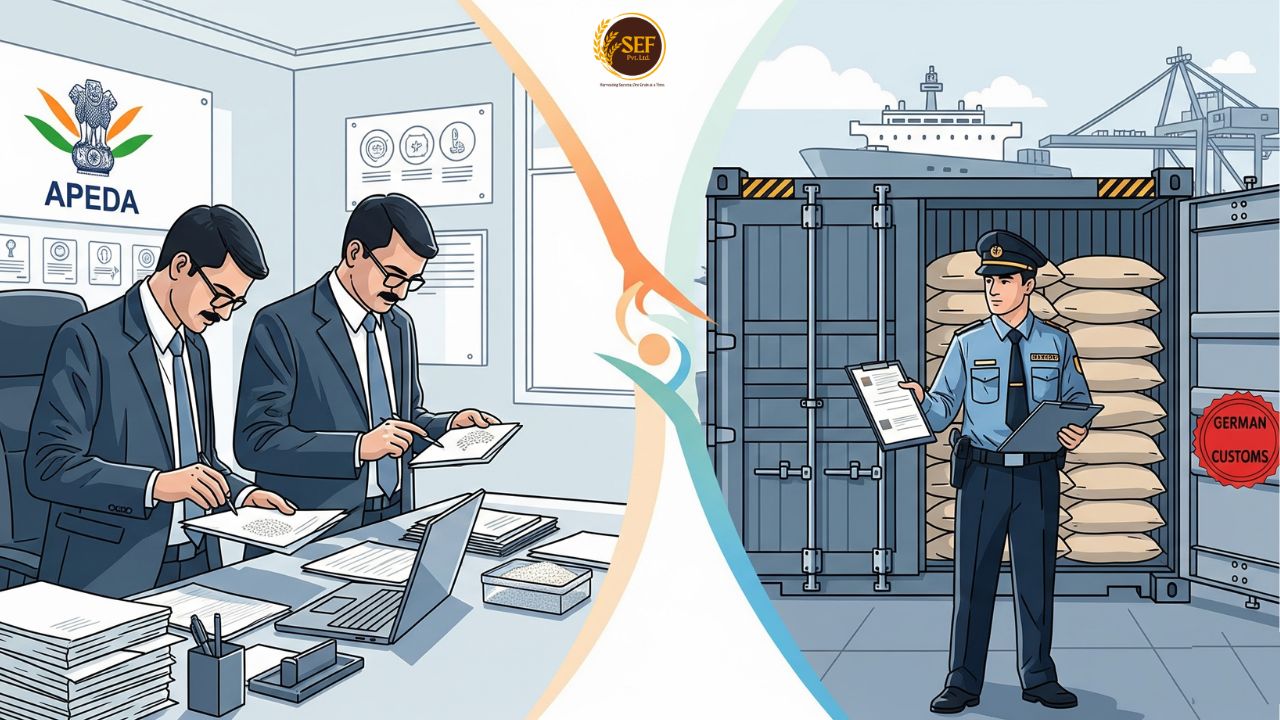 Indian APEDA and German customs roles in rice export compliance