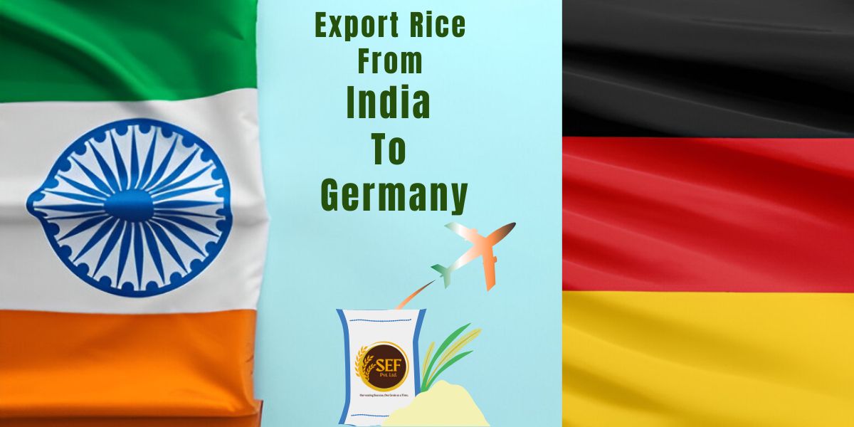 Indian rice warehouse and German port showcasing international rice export