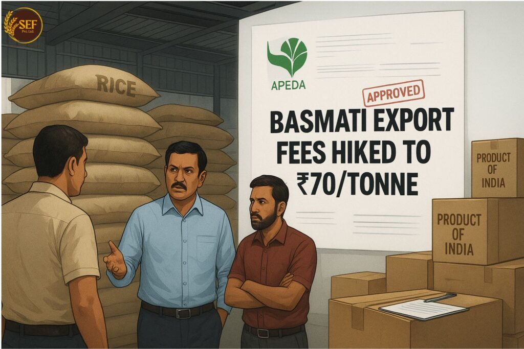 Basmati rice exporters oppose APEDA fee hike on contract registration.