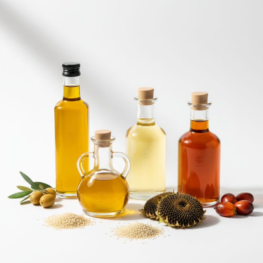 Indian vegetable oils packaged for international export markets.