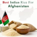 Best Indian rice for Afghanistan featuring basmati rice, jute bags, and India-Afghanistan flags.