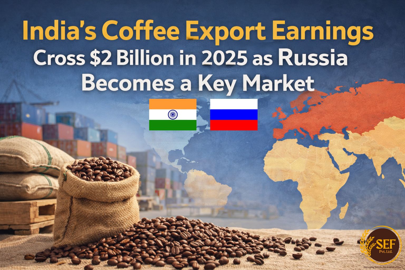 India’s coffee export earnings cross $2 billion in 2025 with Russia emerging as a major buyer.